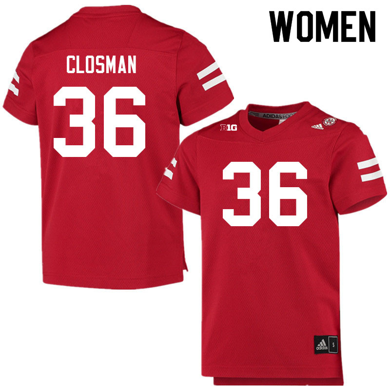 Women #36 Blake Closman Nebraska Cornhuskers College Football Jerseys Sale-Scarlet - Click Image to Close